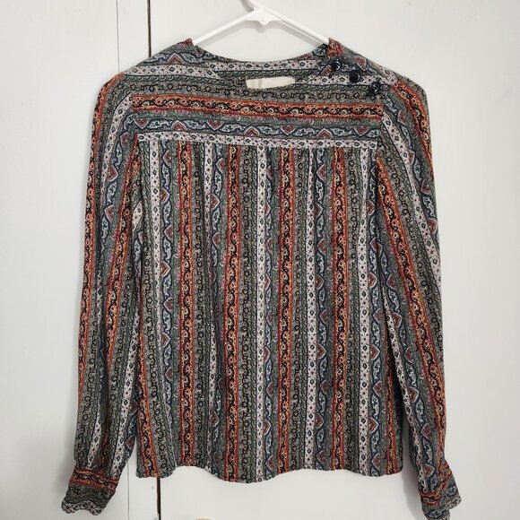 Oscar De La Renta Paisley Long Sleeve Blouse Girls Size 10 - Picture 1 of 6